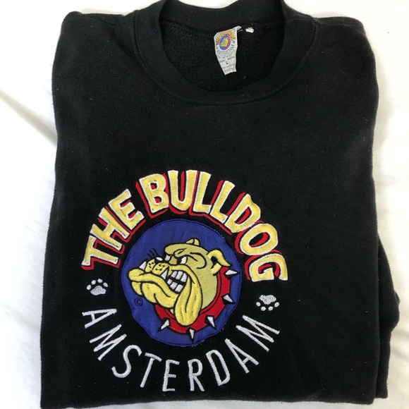 Bulldog of Amsterdam Tops - Vintage The Bulldog Amsterdam Sweatshirt EMBROIDERED NOT Printed Logo LARGE